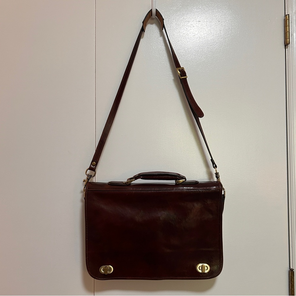 Real Leather Time Resistance Messenger Laptop Briefcase Bag - Picture 2 of 10